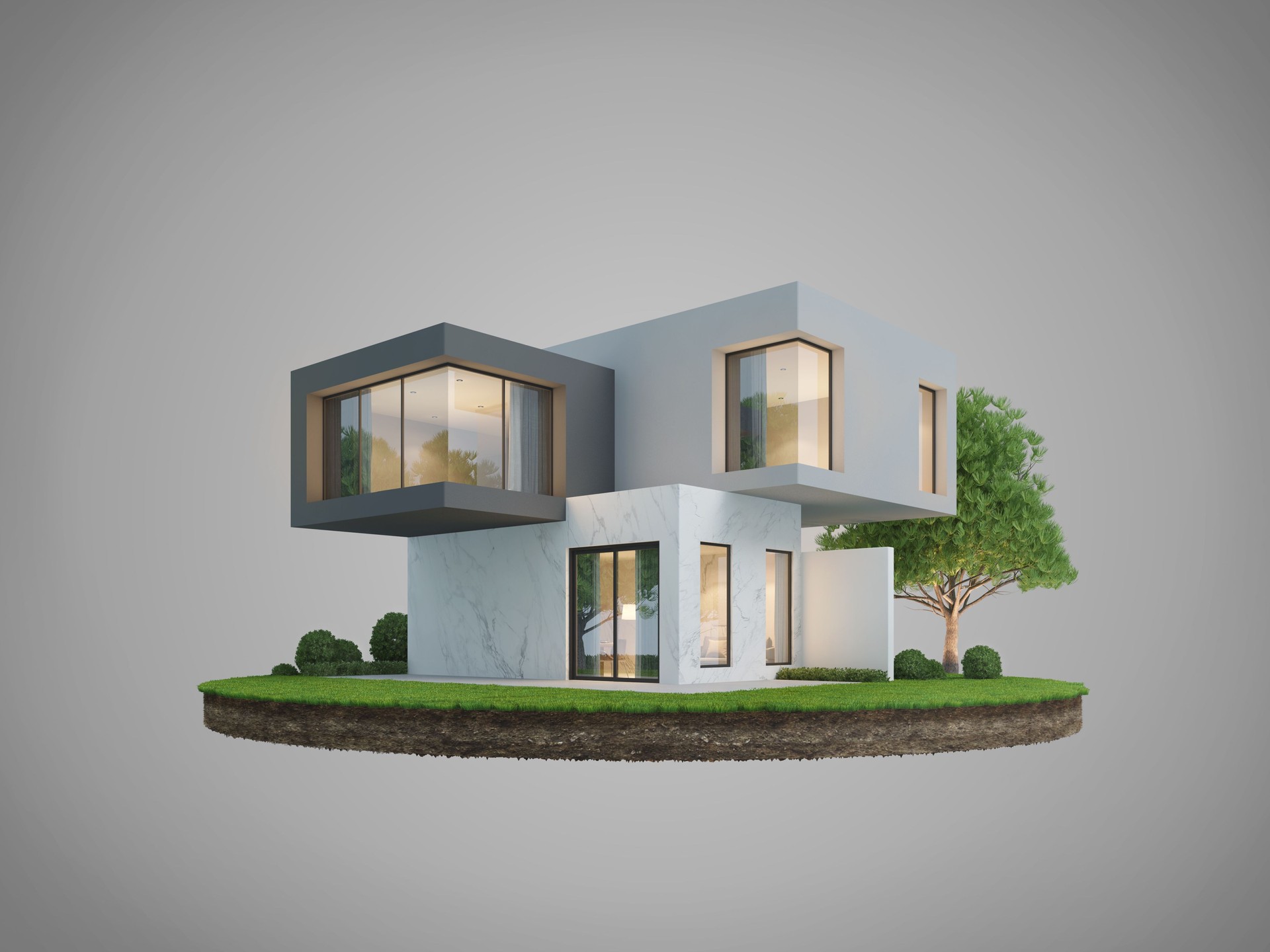 Modern house exterior with empty background for real estate concept.3d rendering